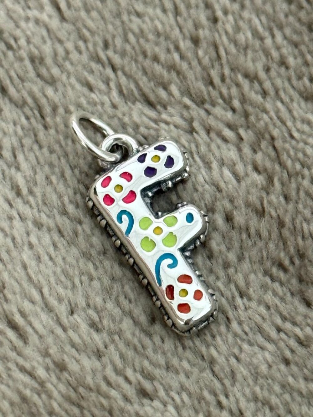 F- Enamel Consuela Floral Initial Charm